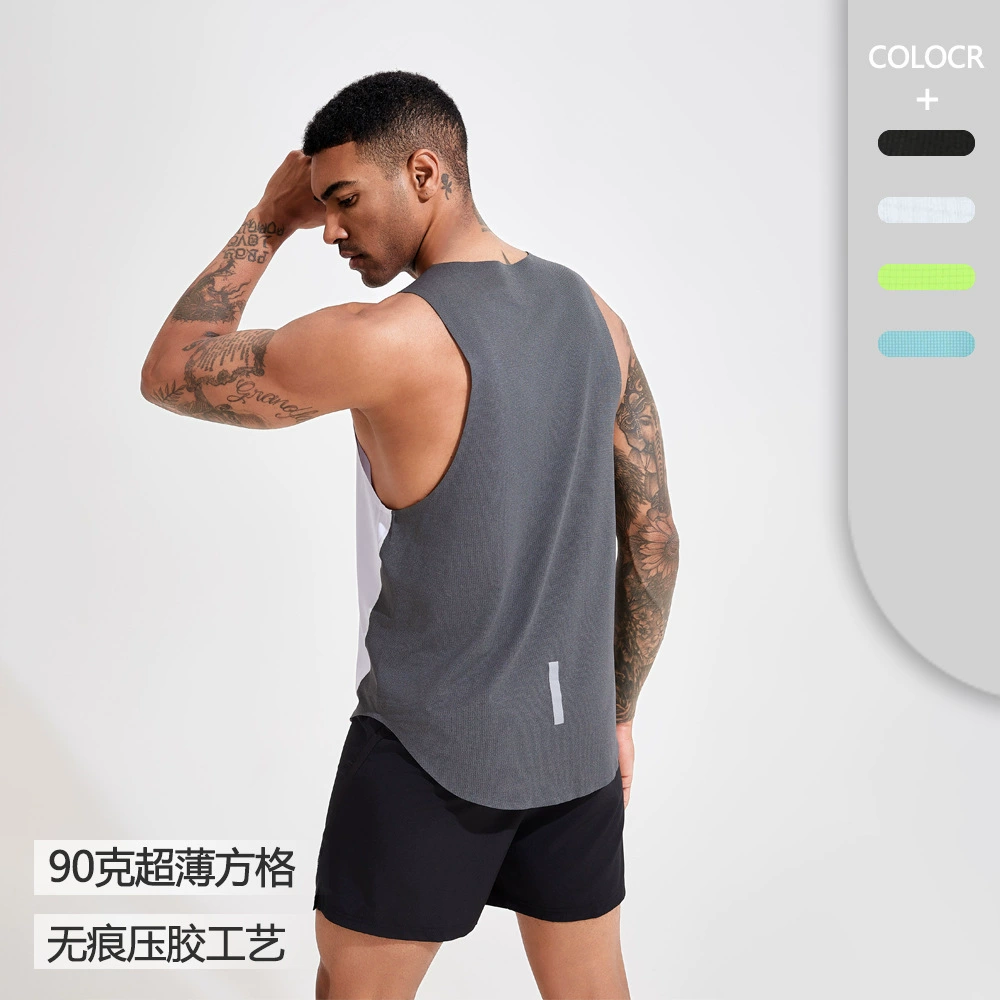 Марафон без тиснения Спортивный жилет для мужчин Летняя эластичная фитнес-бег без рукавов