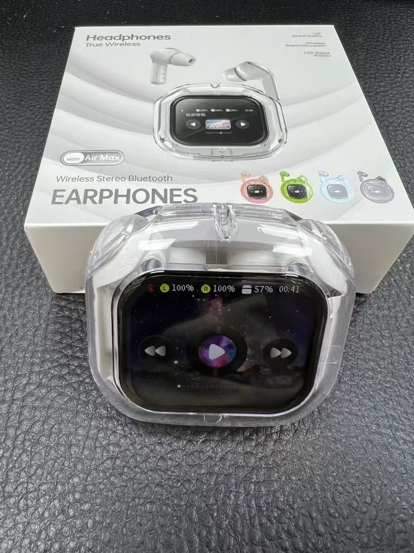AIRMAX Bluetooth ヘッドセット LCD タッチ カラー スクリーン ノイズリダクション インイヤー透明モデル 超長バッテリー寿命スポーツヘッドセット|undefined