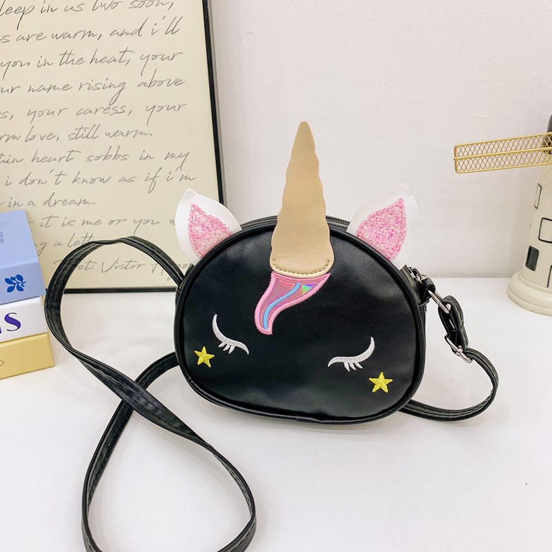 Colorido brillante unicornio bebé niña linda de dibujos animados moda princesa bolsa de hombro bolsa de mensajero bolsa de los niños