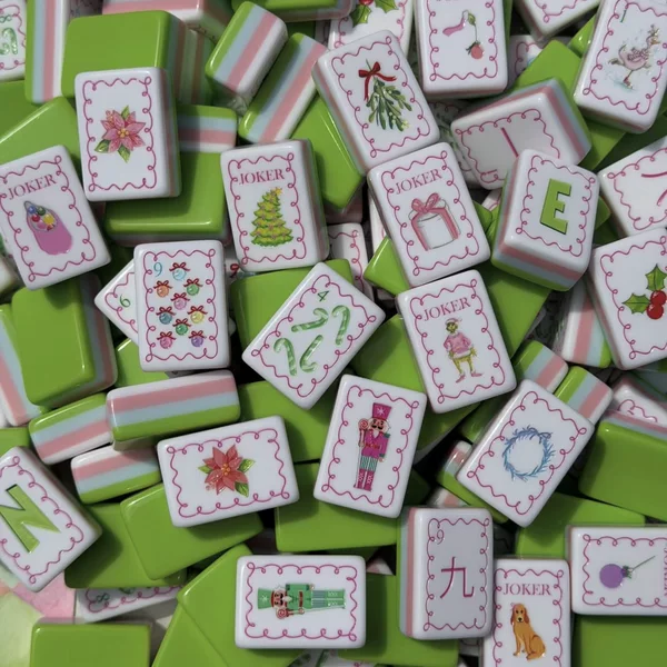 (Ready to ship) American Mahjong Green Caterpillar Acrylic Four-Layer Portable Mini Mahjong Set