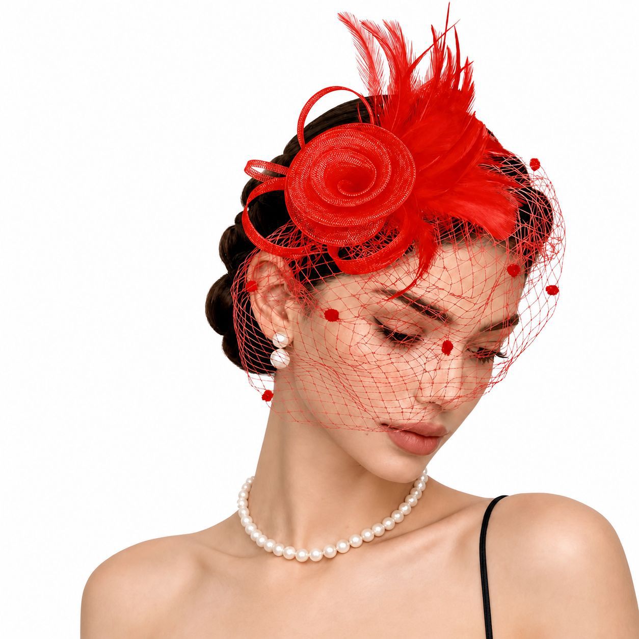 Cross-border bridal wedding mesh hair accessories, ladies' accessories for tea parties and horse racing festivals, feather hats, horse racing hats