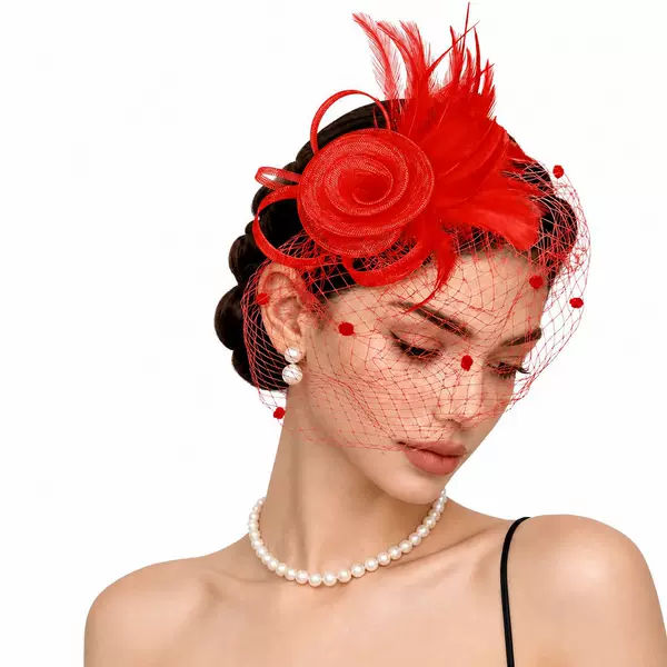 Cross-border bridal wedding mesh hair accessories, ladies' accessories for tea parties and horse racing festivals, feather hats, horse racing hats