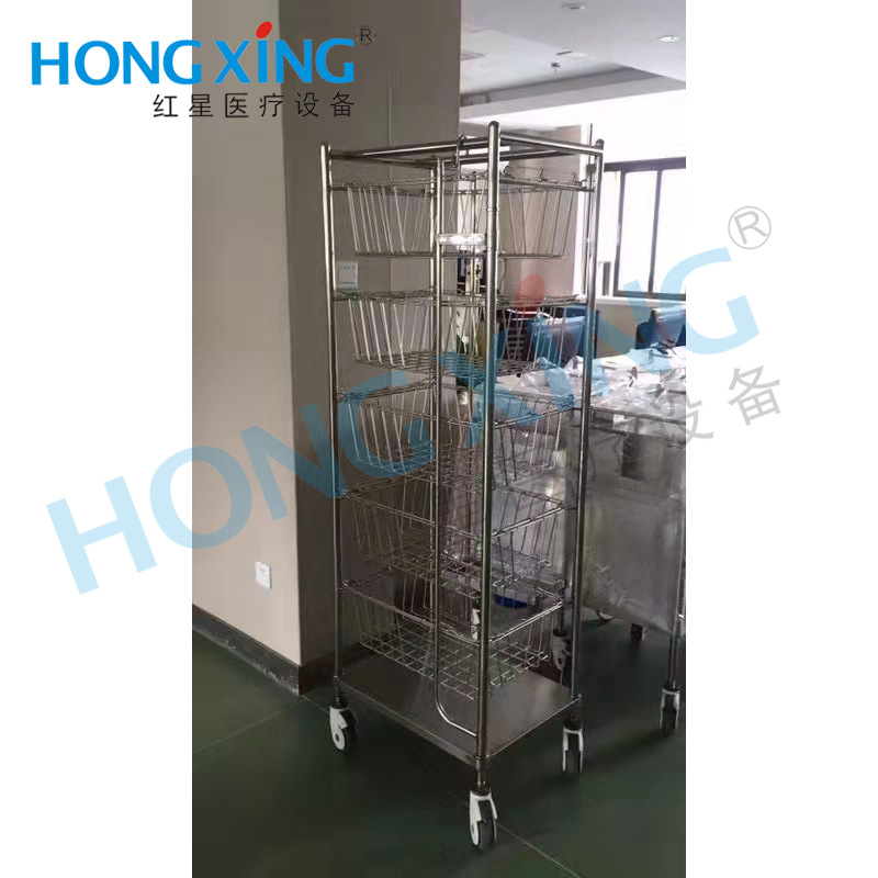 HX-ZTA48不锈钢单列消毒篮筐推车医院物品存放送物移动手推车批发