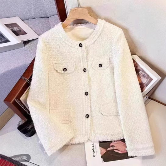Cross-border 2025 Spring New Design Light Luxury Heavy Industry Sheep Wool Tweed Short Chanel Style Coat for Women