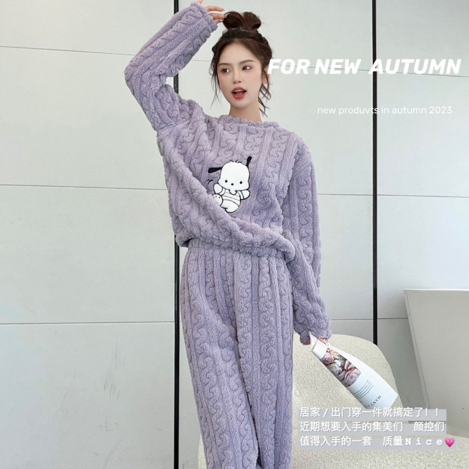 Nuevo Harpa perro jacquard traje de terciopelo de algodón de las mujeres de invierno de lana forrada engrosada de dibujos animados caliente prendas de vestir exteriores de las mujeres ropa para el hogar