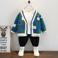 Children's Cardigan Sweater for Boys Spring Outfit 2024 New Arrival Knit Top for Toddlers and Young Children Baby Spring and Autumn Clothing