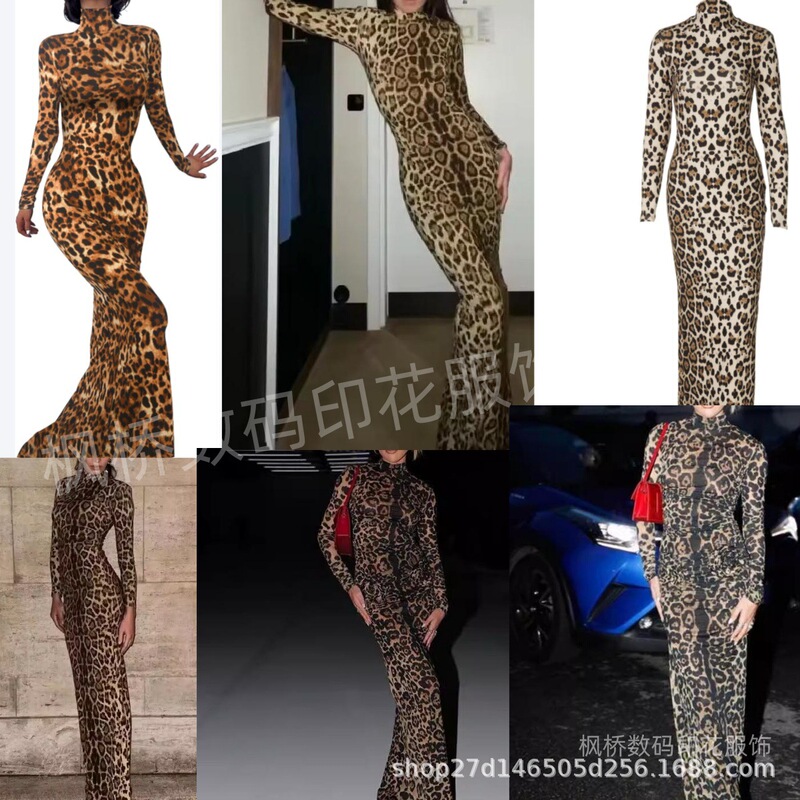2025 summer sexy long skirt foreign trade new AliExpress cross-border new high collar long sleeve fashion dress