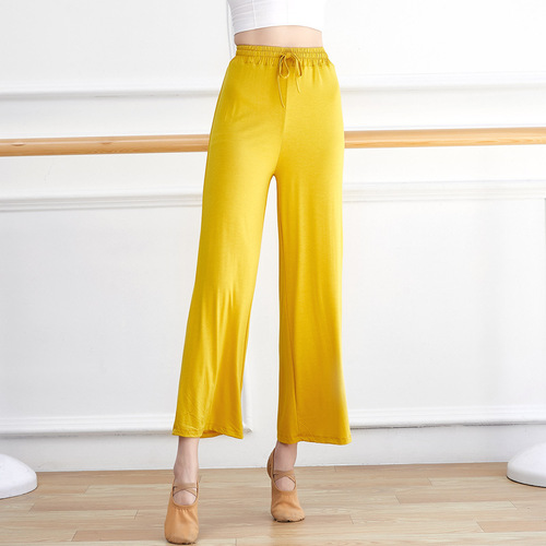 Dance pants for women adult modern classical ethnic square jazz practice clothes straight body wide leg trousers modal