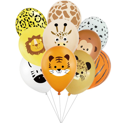 Cross-border Forest Animal Theme Balloon Set Baby Birthday Party Decorative Balloon Photo Props 10 Pack