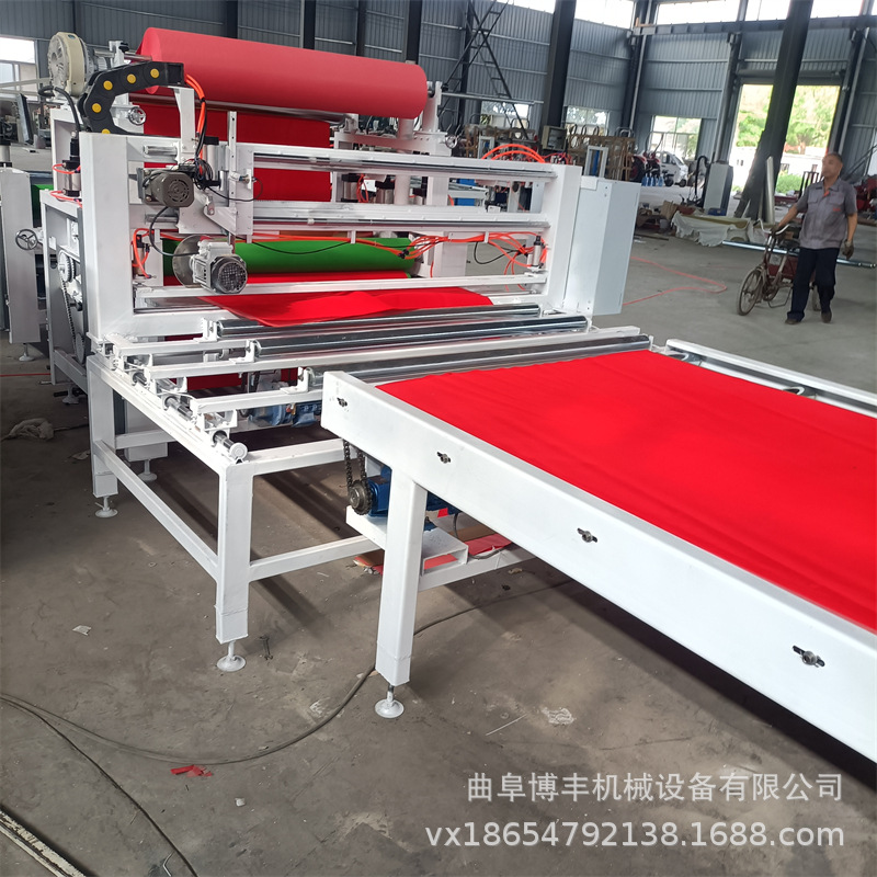 无纺布冷胶贴合机设备 涤纶大红色植绒布平贴机 密度板涂胶贴面机