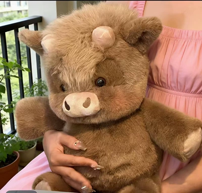 Plush Toy, Highland Calf | Oyuncaq yastıqlar - scottish-highland-cow-brown-45cm028kg
