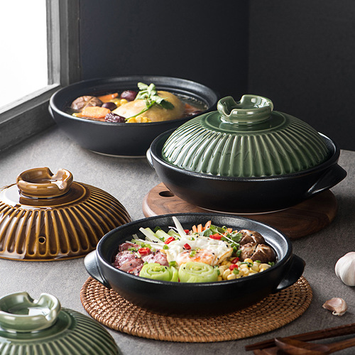 Factory wholesale retro double-ear round pot sand pot shallow pot small dry pot rice cooker commercial restaurant hotel inn
