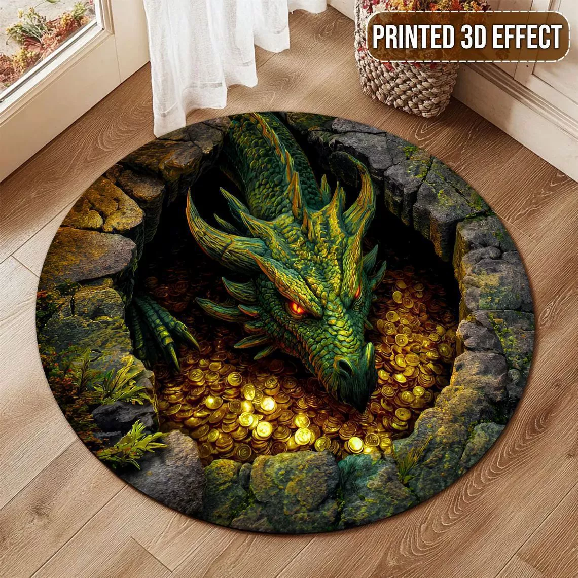 Round carpet for home use for living room, sofa, 3D