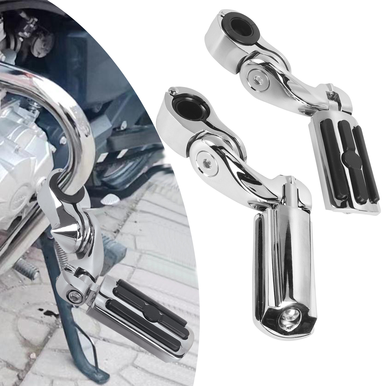 Universal Motorcycle and Electric Vehicle Footrests, Bumper Guard Bars, Rest Footrests, Short Brackets, Harley Indian Accessories