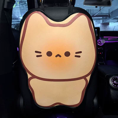 Cream Kitten Car Anti-Kick Pad Universal Rear Seat Back Anti-Dirty Protective Pad Car Rear Protection Kick Pad (Chair back anti-kick pad) - long-cream-kitten-anti-kick-pad-1-piece