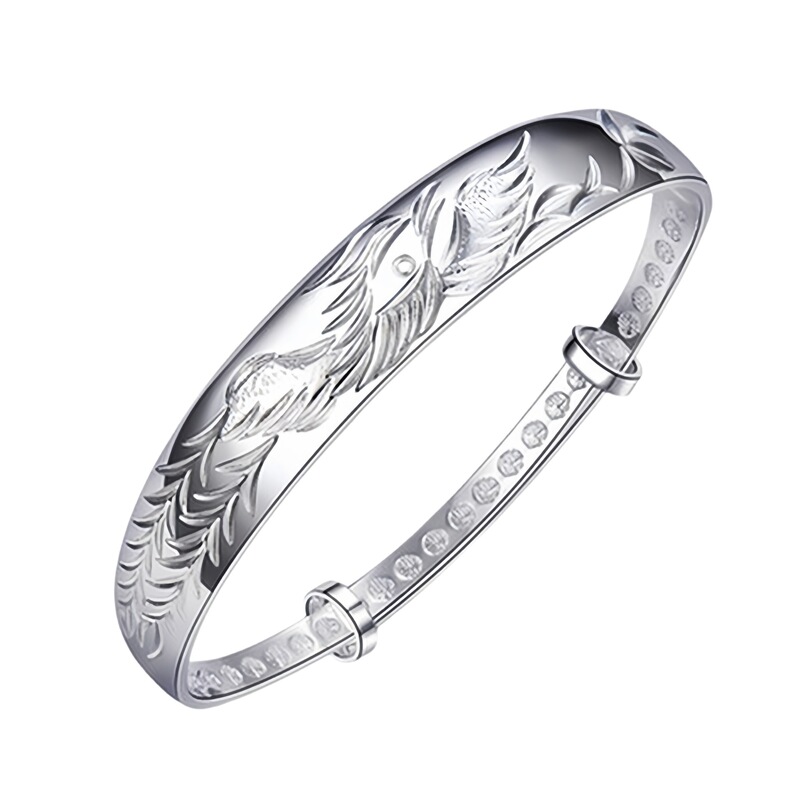 Taobao silver jewelry phoenix dancing bracelet jewelry hand-carved car flower single phoenix push-pull bracelet bracelet wholesale