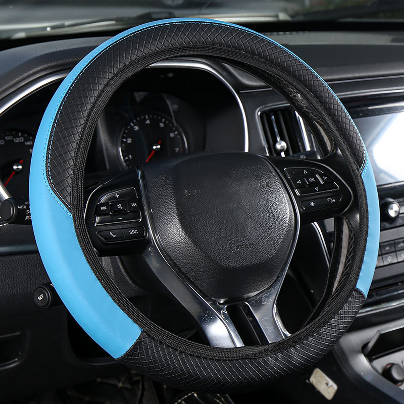 Car Steering Wheel Cover, Elastic, No Inner Ring, Leather, Suitable for All Seasons, Cross-Border Popular Model, Handle Cover Wholesale, Dropshipping, with Label