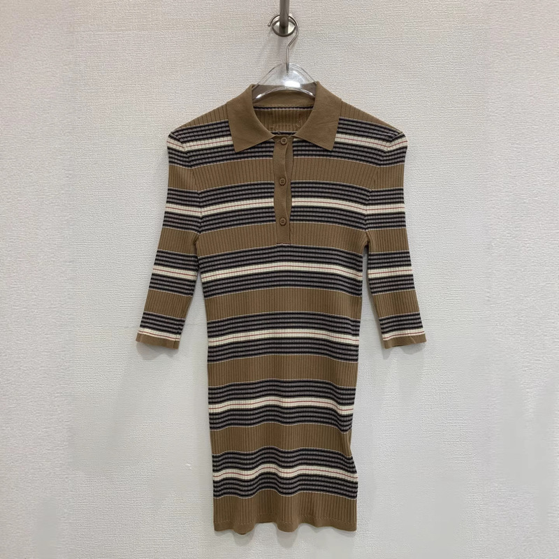 Nanyou High-End Women's Tops 2026 Spring/Summer Pra New Striped Color-Block High Elastic Cotton Knit Sweater for Women Nanyou High-End Women's Tops 2026 Spring/Summer Pra New Striped Color-Block High Elastic Cotton Knit Sweater for Women