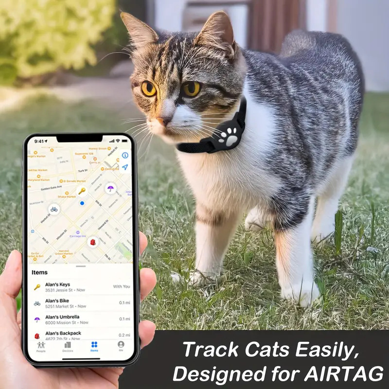 跨境新款 Airtag宠物项圈松紧弹力猫咪脖圈定位Find My防丢器|undefined