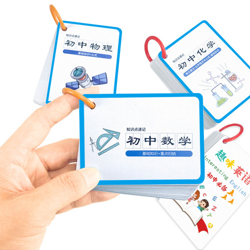 The same style of junior high school mathematics, physics and chemistry formula cards, key summary of knowledge points and formulas, memory card
