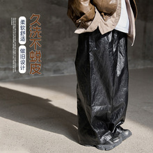男童裤子黑色2025春装新款中大儿童皮裤春秋季直筒休闲宽松长裤潮