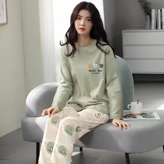 New Large Size Pajamas for Women, Spring and Autumn, Long-Sleeved, Korean Style, Casual, Thin, Suitable for Outerwear, Home Wear Set, Wholesale New Large Size Pajamas for Women, Spring and Autumn, Long-Sleeved, Korean Style, Casual, Thin, Suitable for Outerwear, Home Wear Set, Wholesale