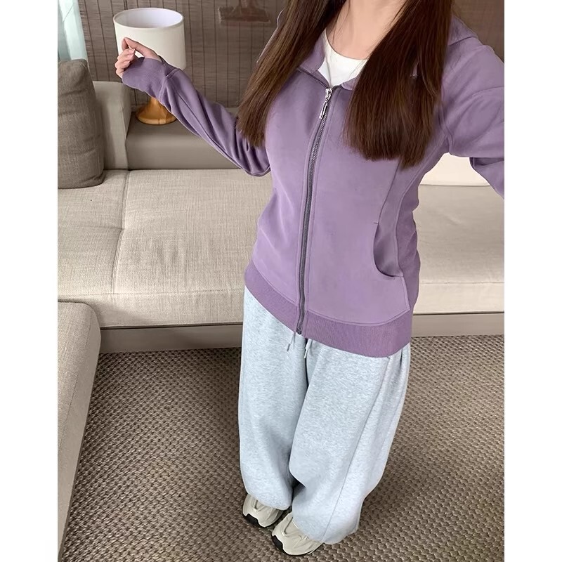 山东即墨卫衣上衣女秋冬休闲高街羽绒内搭运动帽衫秋季显瘦外套|undefined