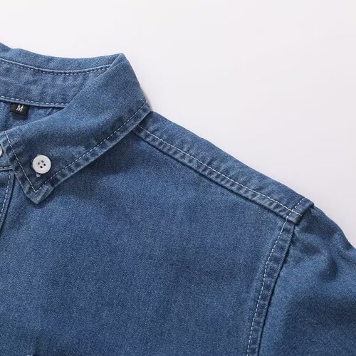 Cross-border tooling American retro shirt men's long-sleeved shirt loose large size Japanese summer light blue denim top trend