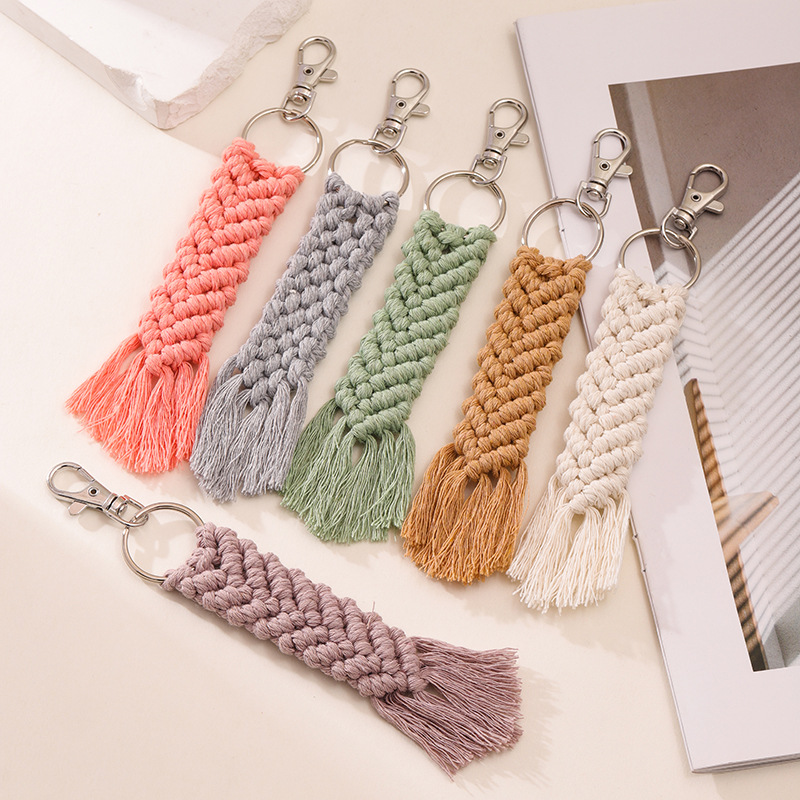 1 Piece Quantity 1 Piece Vacation Classic Style Solid Color Cotton Rope Braid Keychain