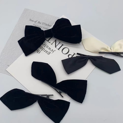 Star's same style half-piece bow hairpin for women, Korean style ins style girl's cute headdress, internet celebrity black and red