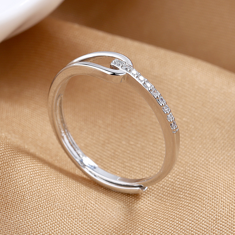 Daily Occasion Copper Material Fashion Geometric Copper Inlaid Zircon Open Ring