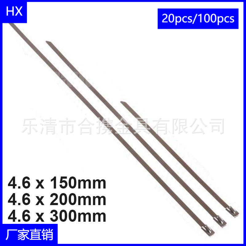 跨境货源20pcs100pcs袋装304不锈钢扎带耐高温金属自锁式束线扎带