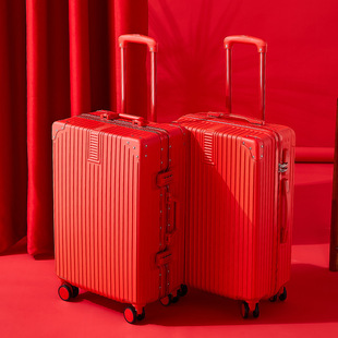 Wedding Suitcase All Red Bride Dowry Suitcase Large Capacity Universal Airplane Wheel Mother Box Annual Meeting Gift Box
