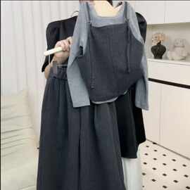 女童春秋款韩版长袖打底衫马甲阔腿裤套装洋气女孩甜美秋季三件套