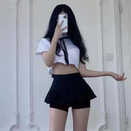 知之美外贸夜店女装清纯可爱分体学生装性感水手服制服诱惑