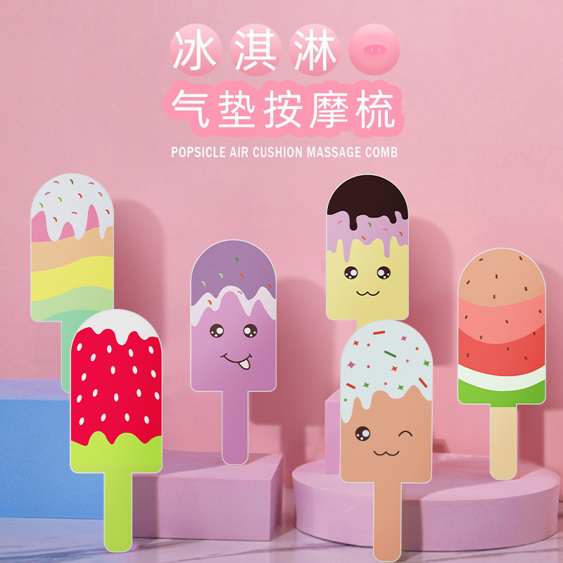 Mini creativo helado cojín de aire peine helado serie airbag peine lindo dibujos animados shunfa portátil masaje peine