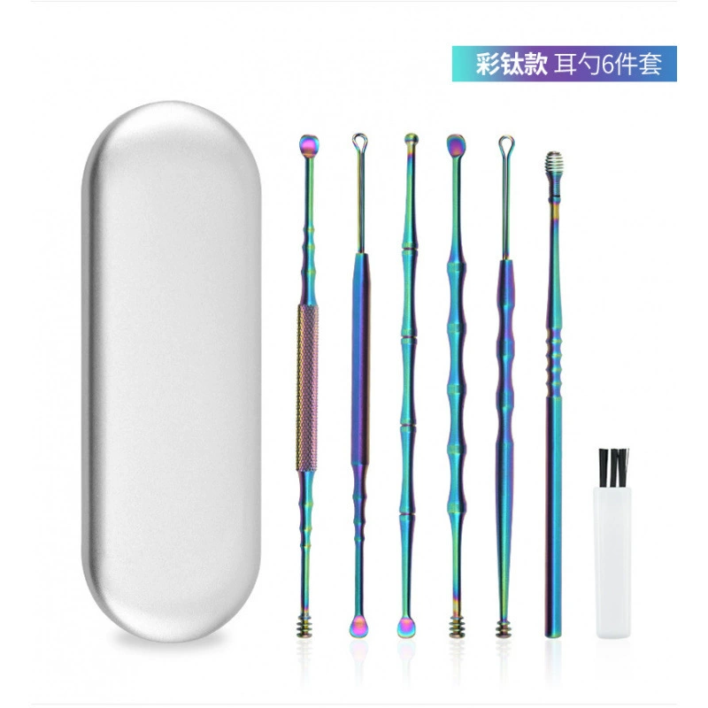 Amazon трансграничный источник новых ушных ложек 6 комплектов новых ушных копания набор стальных ушных ложек