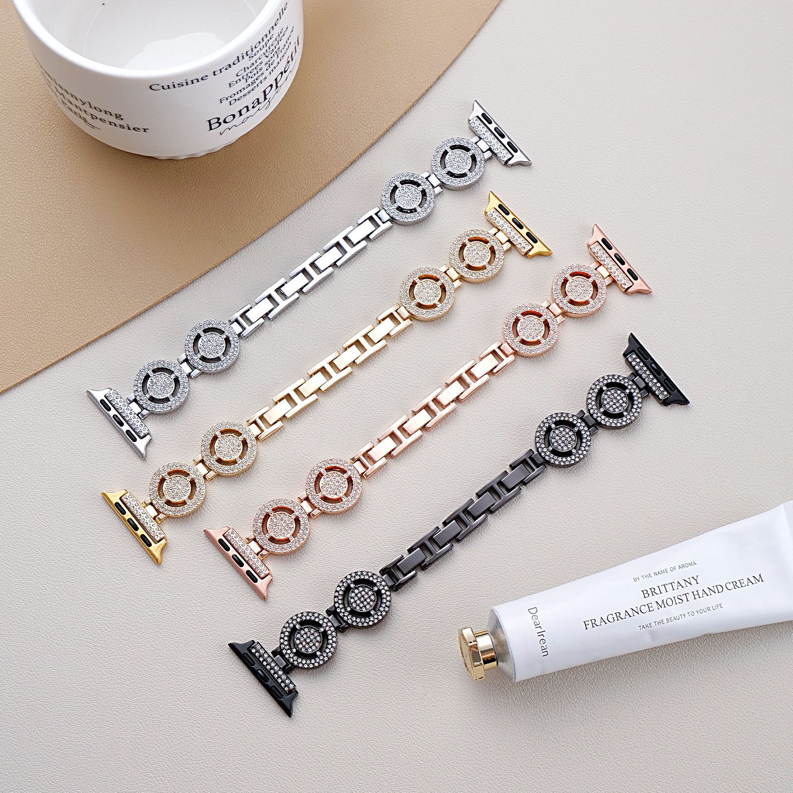 Suitable for Apple Iwatchs11 Watch Strap Metal Microphone Diamond Applewatchs10 Women's Watch Strap