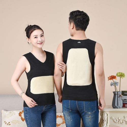 Men and Women Couple's Padded Thermal Vest with Fleece and Thickening for Autumn and Winter Base Layer V-Neck Double-Side Deerskin Fast Heating Cardigan