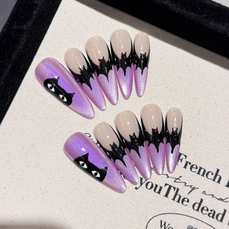 Taiwu New Halloween Wear Nail Art False Nails European and American Spider Bat Nail Pieces Handmade Nail Art Wholesale