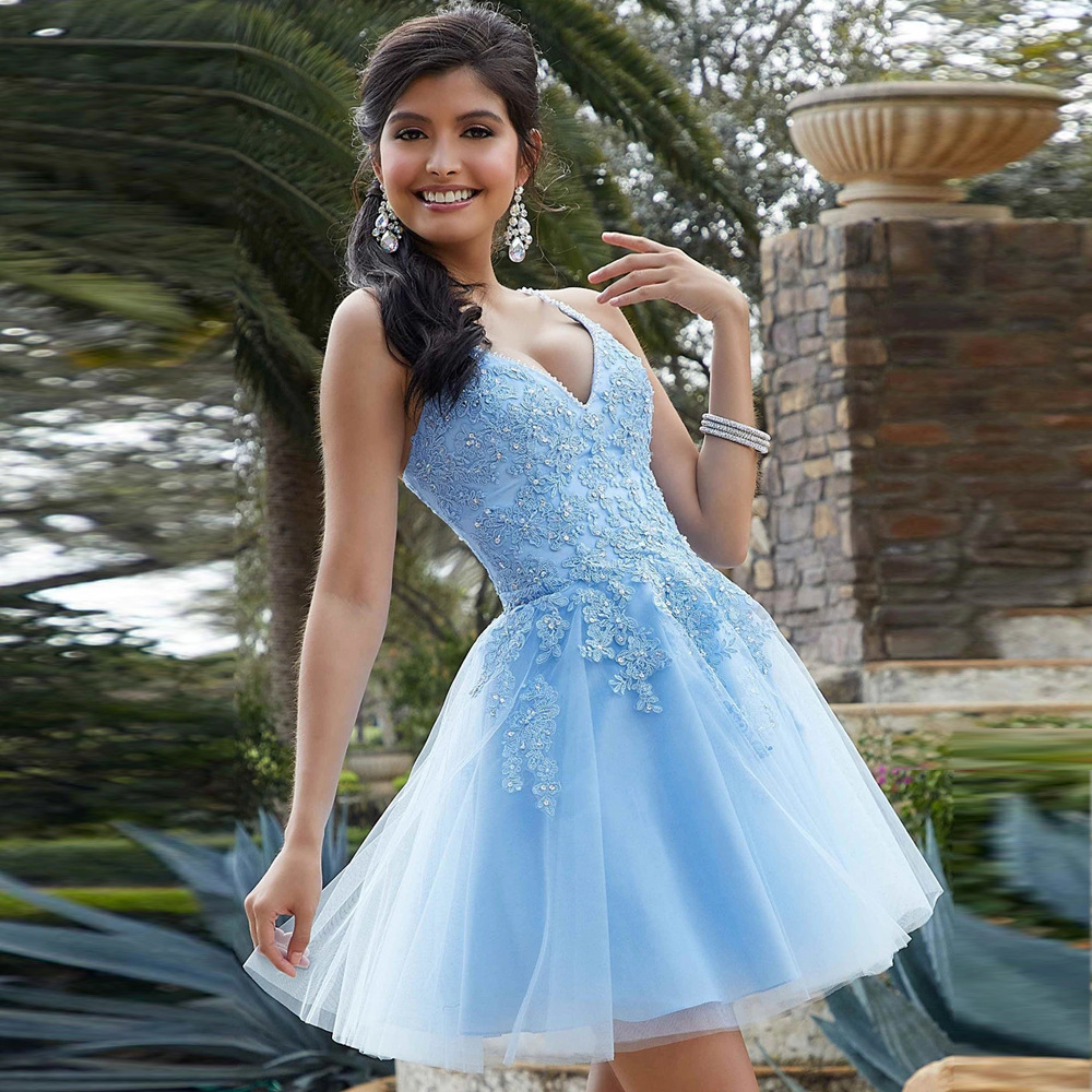 2025 caída de otoño vestido de noche de encaje corto Aliexpress Amazon vestido de fiesta de cumpleaños pequeño
