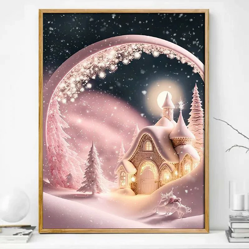 Кристальная живопись холст пейзаж — полный наборов DIY, размеры 30×40 и 40×50 см, деревянная коробка или белая рама