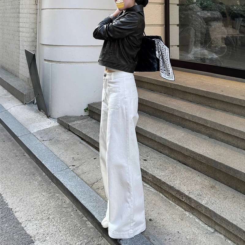 Butterfly~~ Early Autumn Versatile Cleanfit White Jeans Loose Slimming Casual Straight Pants Long Pants Women Autumn Butterfly~~ Early Autumn Versatile Cleanfit White Jeans Loose Slimming Casual Straight Pants Long Pants Women Autumn
