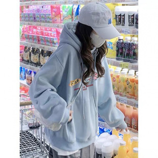 Korean Style Fun Cat Print Hooded Sweat Women's 2025 Autumn and Winter New Design Sense Niche Top Trendy