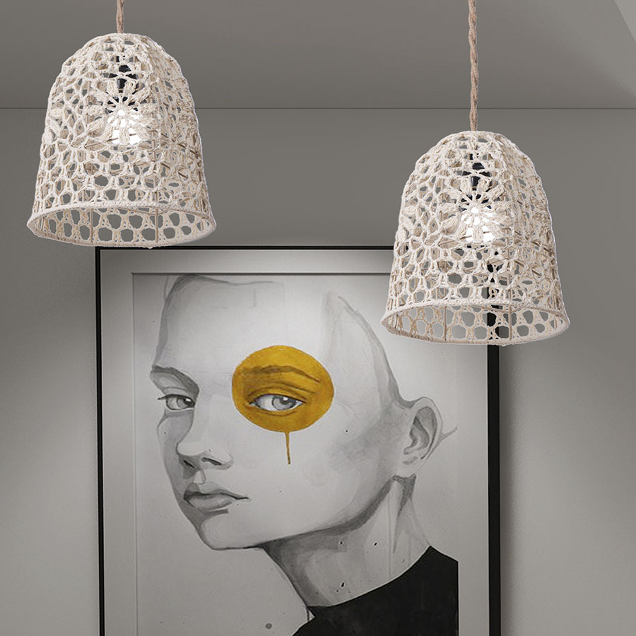 Cuerdas de algodón tejidas a mano lámpara de tela bohemia decoración del hogar hotel residencial restaurante iluminación creativa