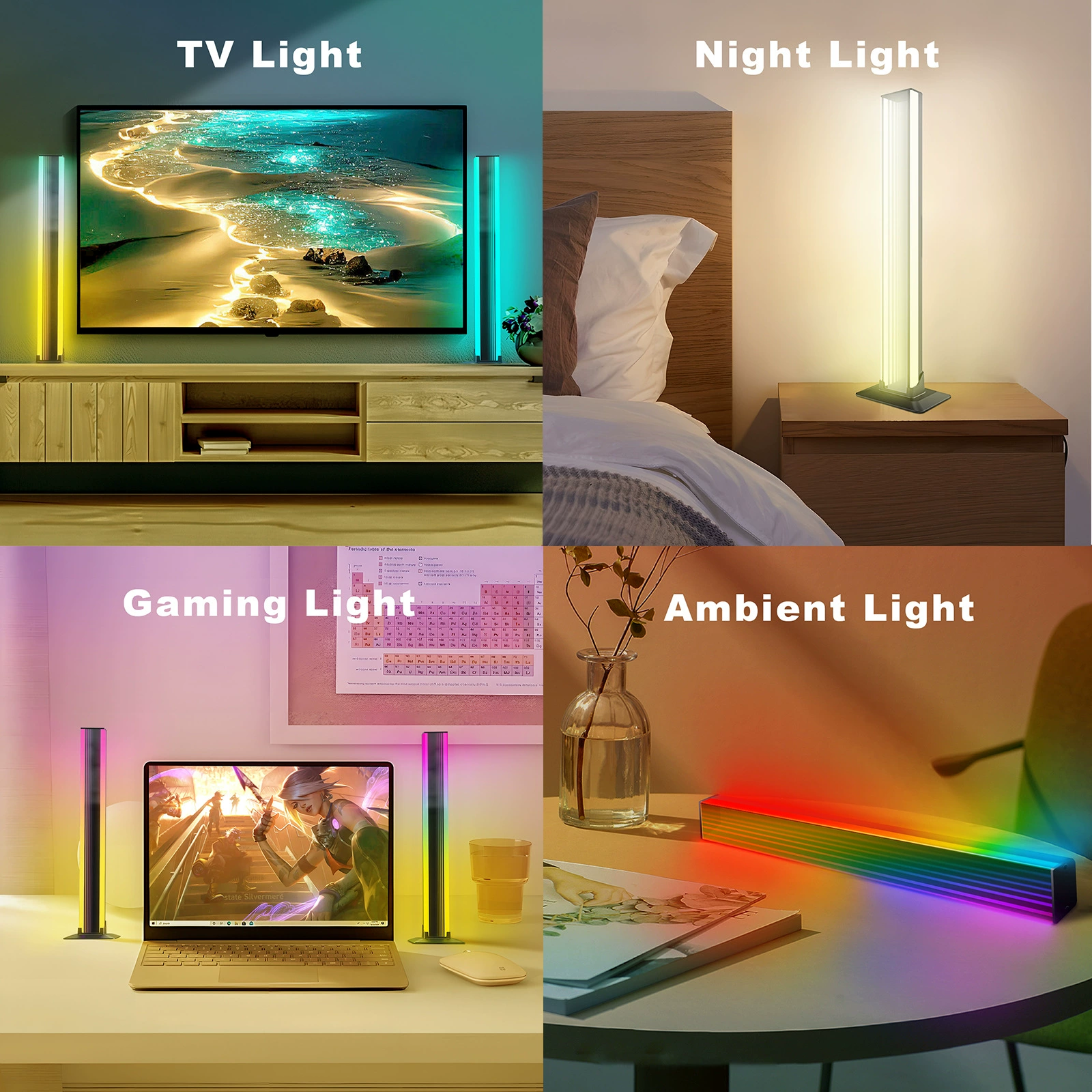Умная светодиодная подсветка окружения, управление по Wi‑Fi/Bluetooth RGB, варианты настольного и напольного зеркал