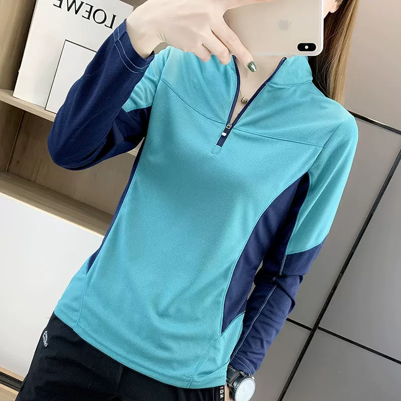 户外轻薄速干长袖t恤女显瘦时尚运动登山春夏宽松新款跑步快干衣