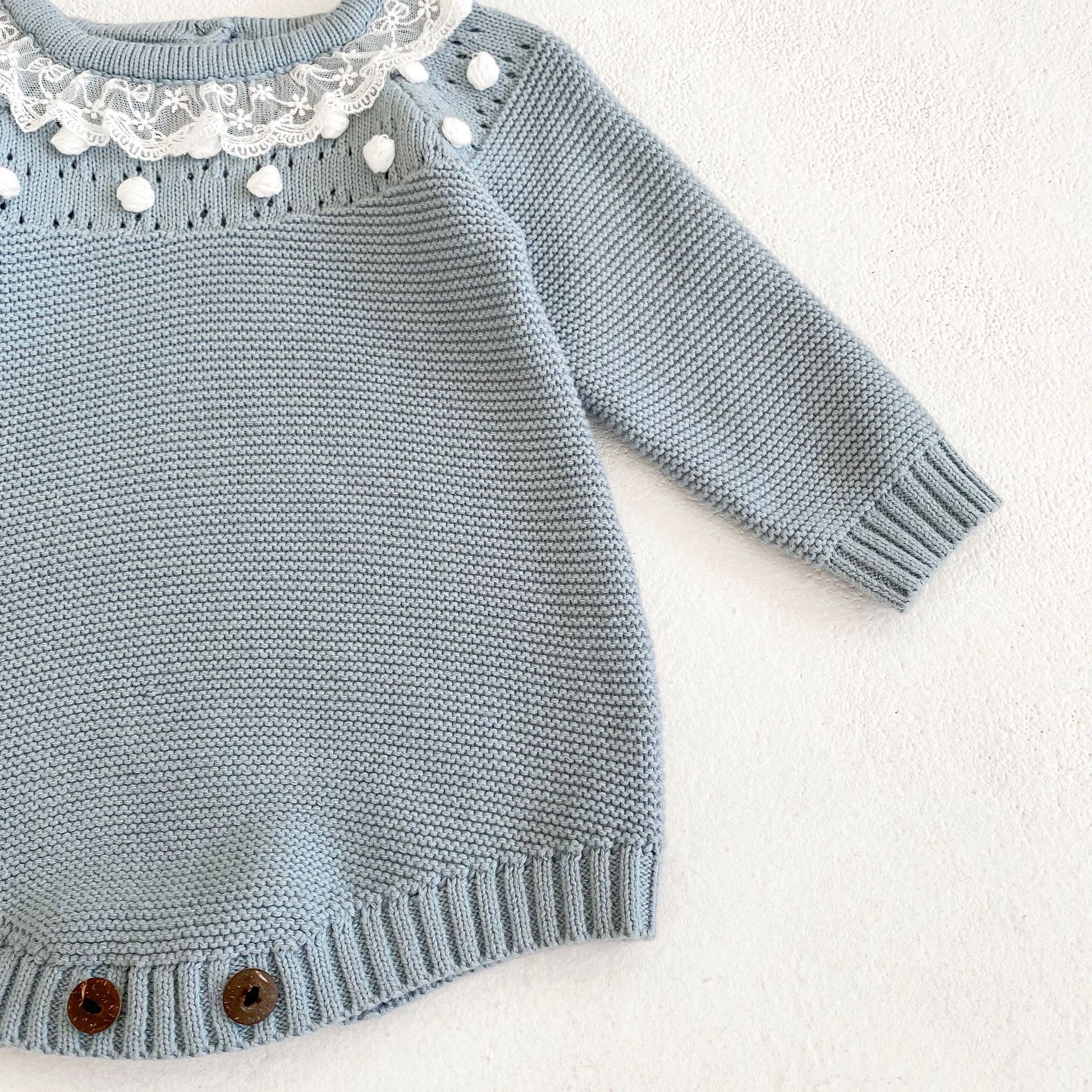 Vestiti autunnali per bambine, in pizzo, fatti a mano, a maniche lunghe, con colletto rotondo, Ha Yi, con sacchetto e cappello opzionale._voghion.com