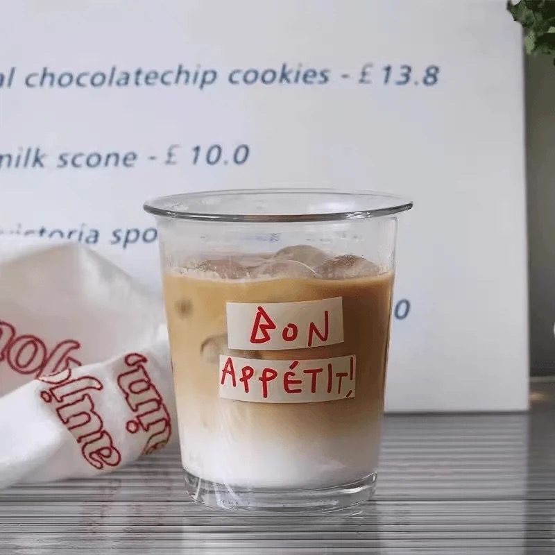 Letter-printed French-style Glass Exquisite Coffee Cup, Ins-style Home Breakfast American-style Cup_voghion.com