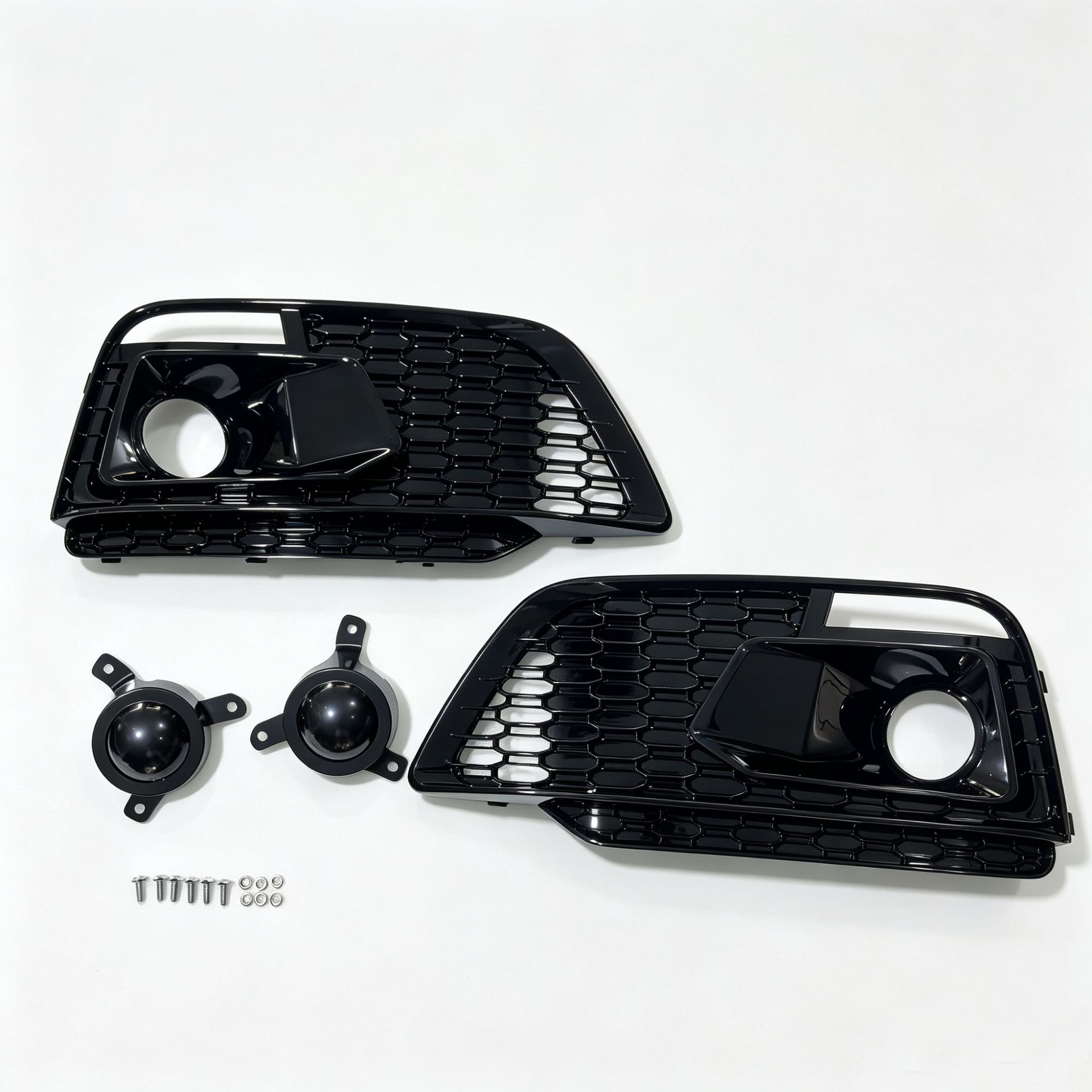 Suitable for 2018 2019 2020 Audi Q5 Fy Fog Light Grille Honeycomb Mesh Glossy Black Sline Adaptation